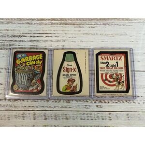 Lot Of 3 Vintage 1976 Wacky Packages Series 16 Smartz Sign-X Real Garbage Can-dy